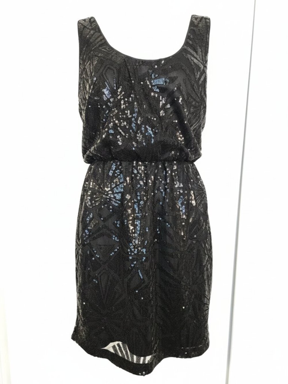 Jessica Simpson Black Sequin Blouson Mini Dress